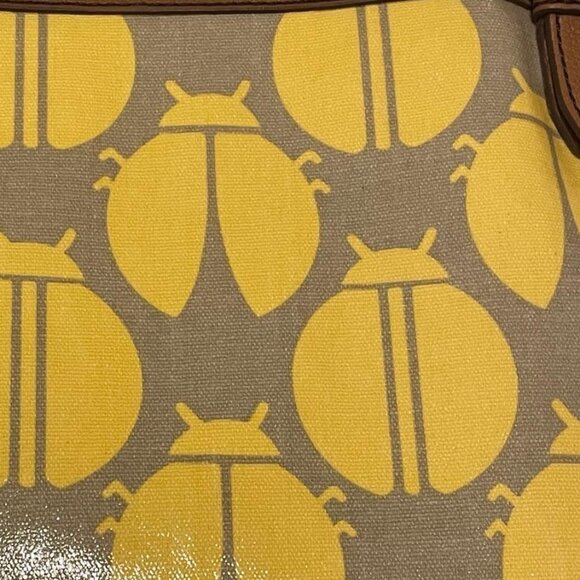 Fossil Key-Per Yellow & Gray Ladybug Print Tote Bag Purse - Picture 11 of 11